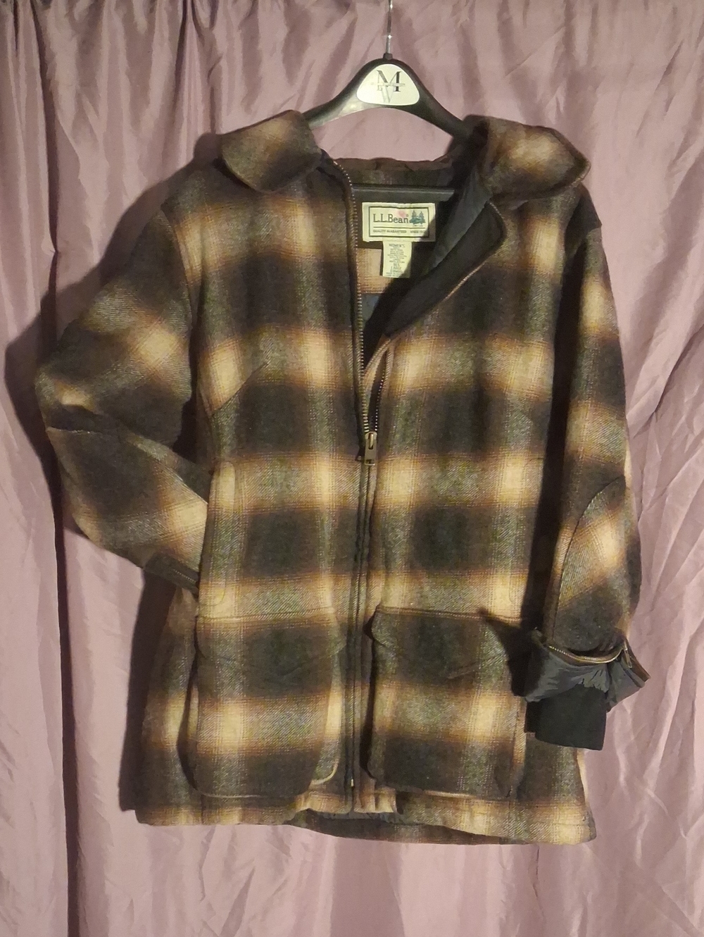 Vintage L.L. Bean Womens Plaid Wool  Coat Size L